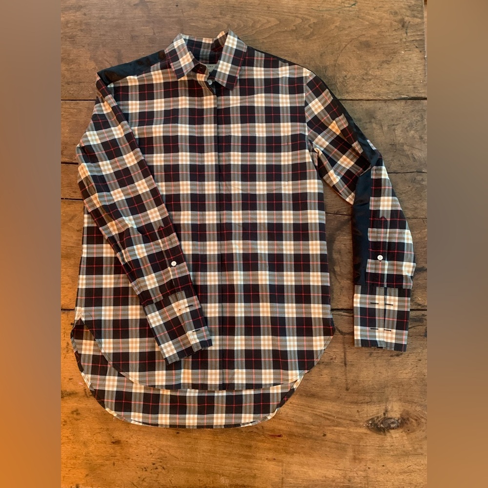Burberry Ladies Midnight Saoirse Cotton Checked Shirt - Size 10
